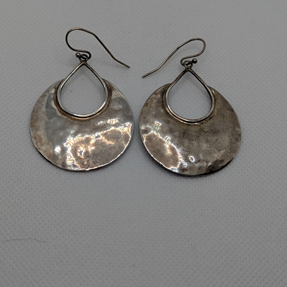 ✨ Artisan Hammered Silver Teardrop Statement Earrings